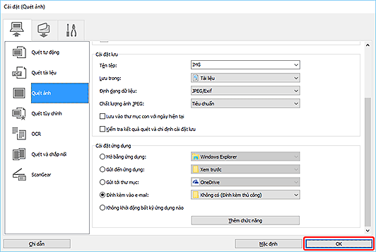 hình: Hộp thoại Cài đặt